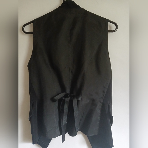 Women's Picasso A La Mode black vest SzSm buttons look like nickels tie front - Picture 9 of 13